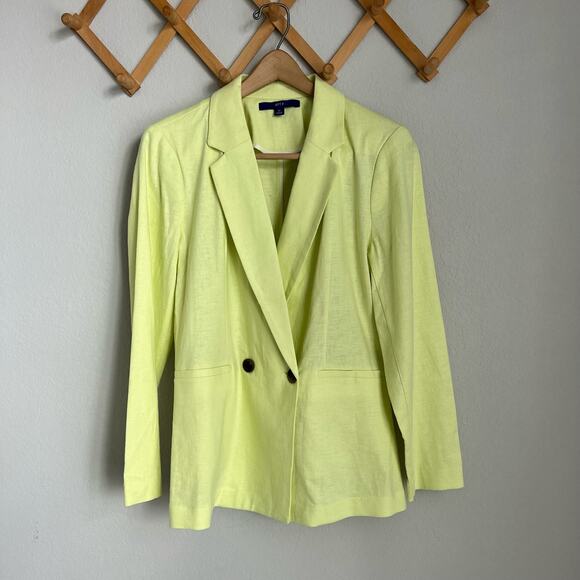 Apt 9 Light Neon Green Linen Blazer Size Medium - Picture 4 of 11